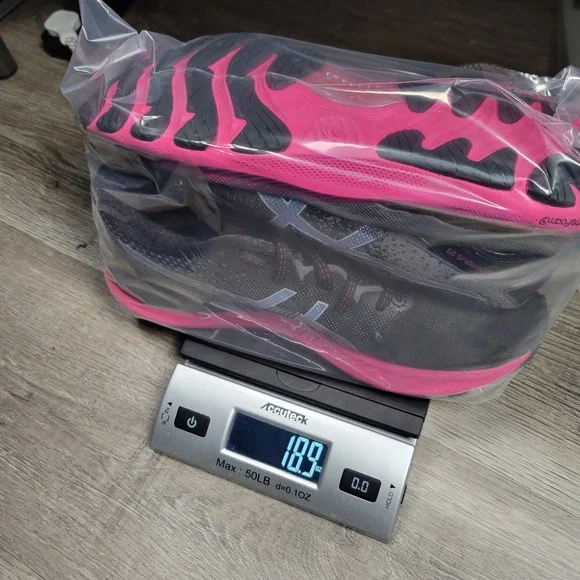 Asics Gel-Nimbus 23 Womens Running Shoes Black Pink Blue 1012A885 Size 7 - Picture 9 of 9